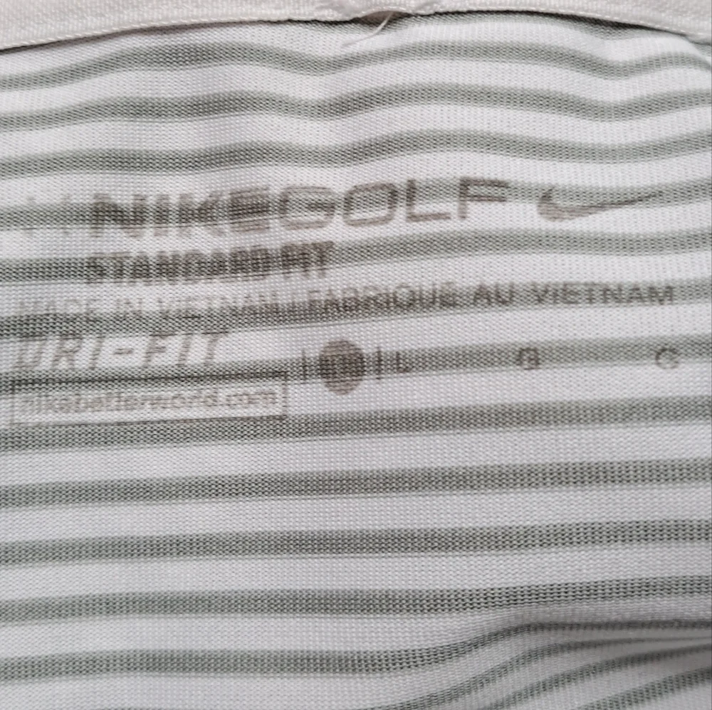 Nike Golf  Dri-Fit Grey & White Striped Shirt     Size L
